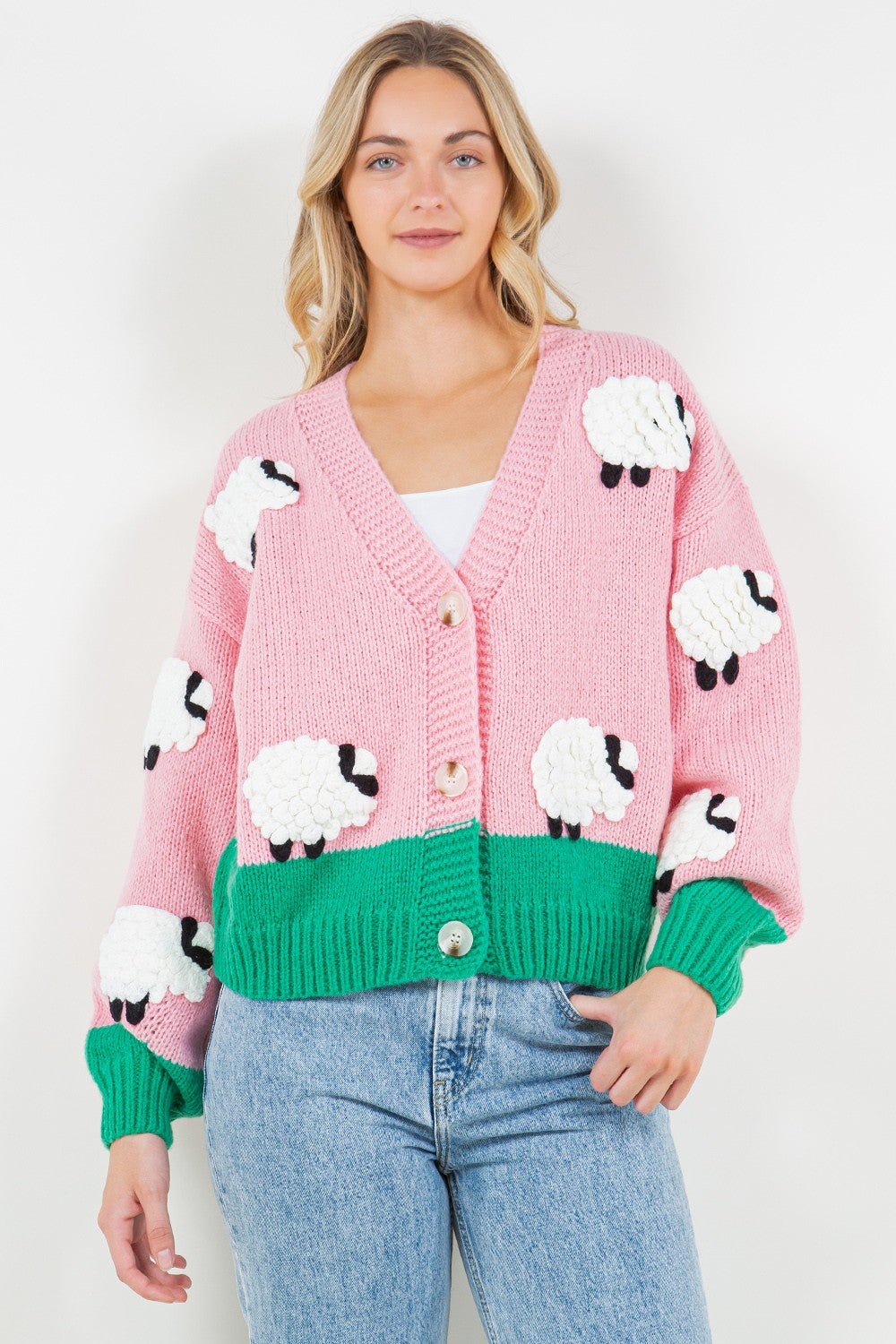 Sheep Button Front Cardigan Dreamers by Debut