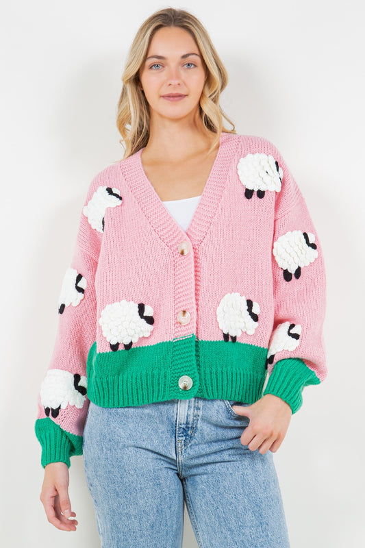 Sheep Button Front Cardigan Dreamers by Debut
