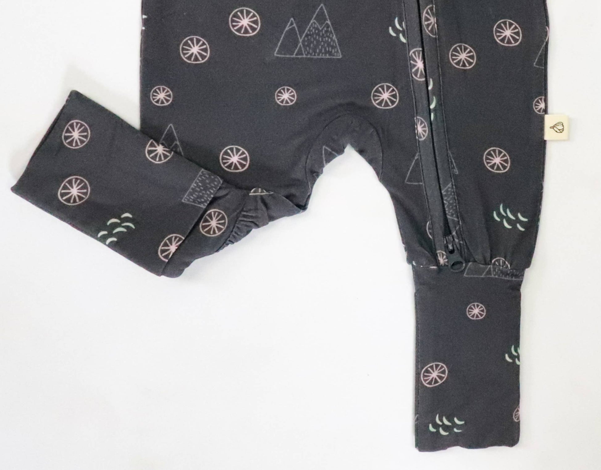Midnight Mountain Bamboo Romper| Boy Outfit| Zip Romper Almond Bud