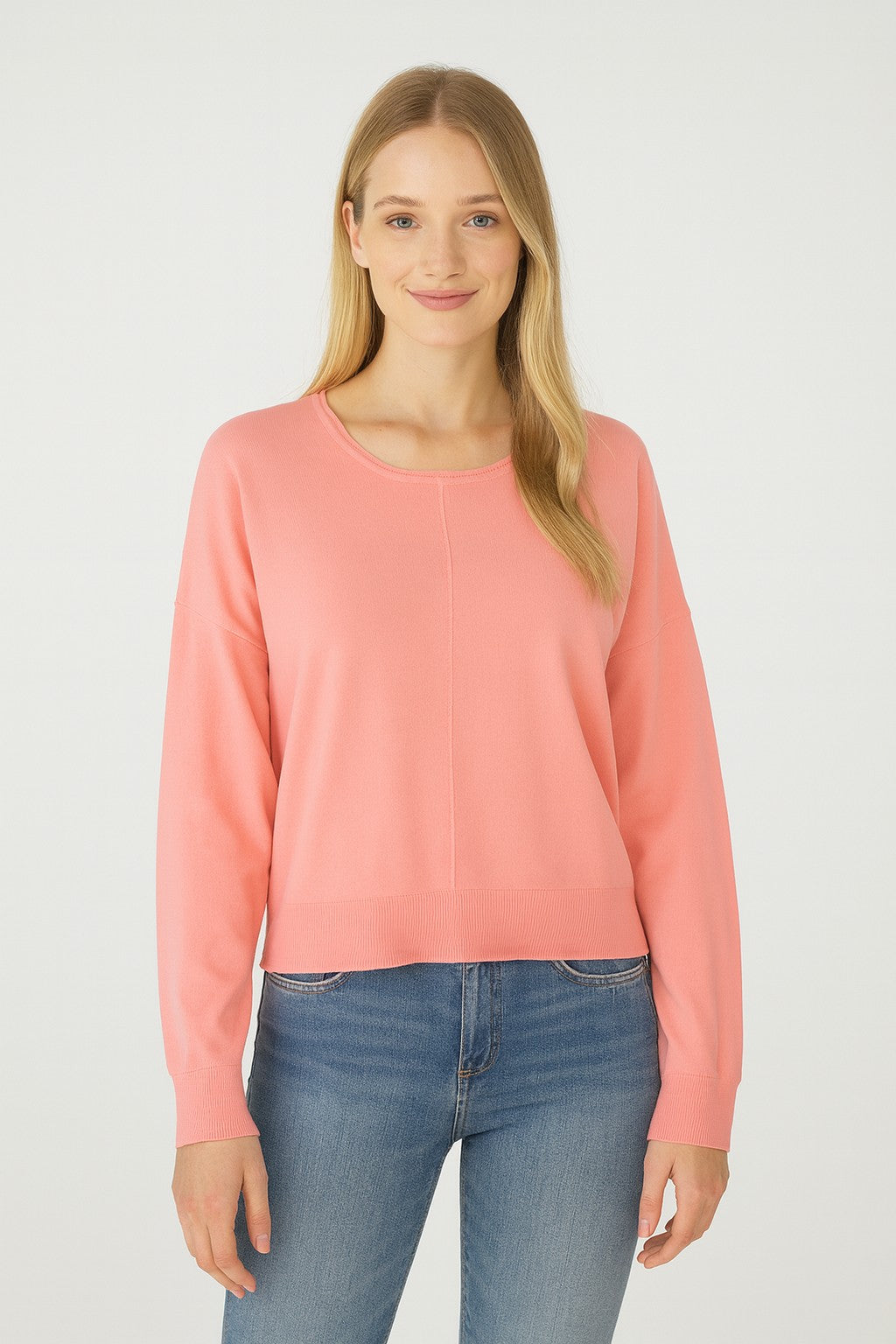 Seam Front Round Neck Sweater