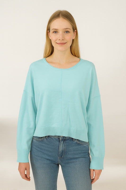 Seam Front Round Neck Sweater