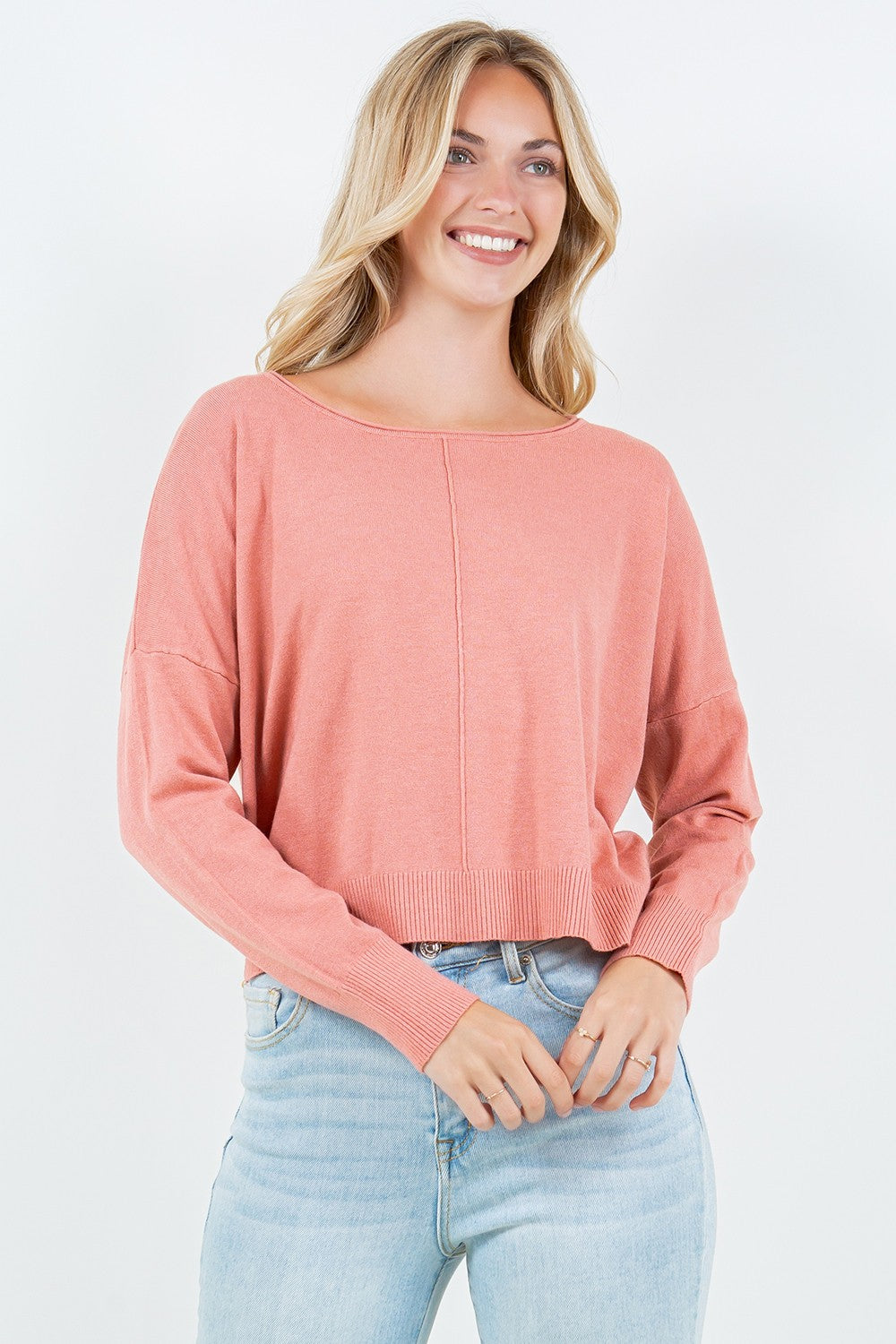 Seam Front Round Neck Sweater
