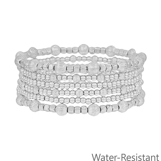 Water Resistant 5mm and 3mm Beaded Stretch Bracelets