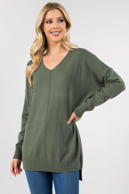 V-Neck Tunic Sweater