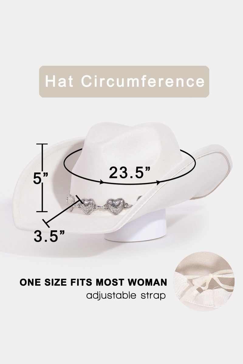 Engraved Heart Chain Cowboy Hat