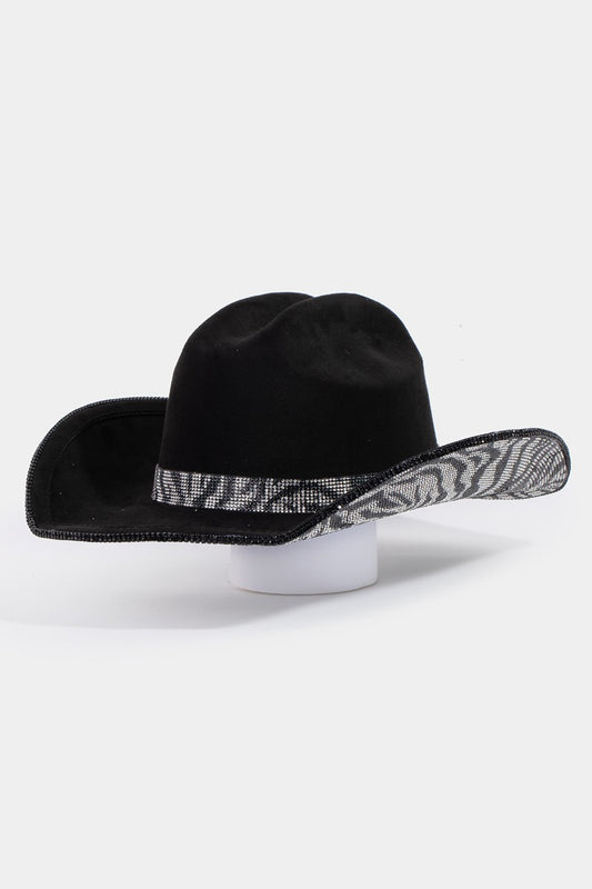 Pave Zebra Print Rhinestone Cowboy Hat