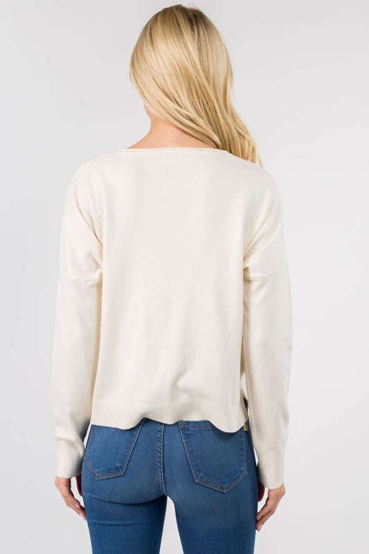 Seam Front Round Neck Sweater Dreamers by Debut