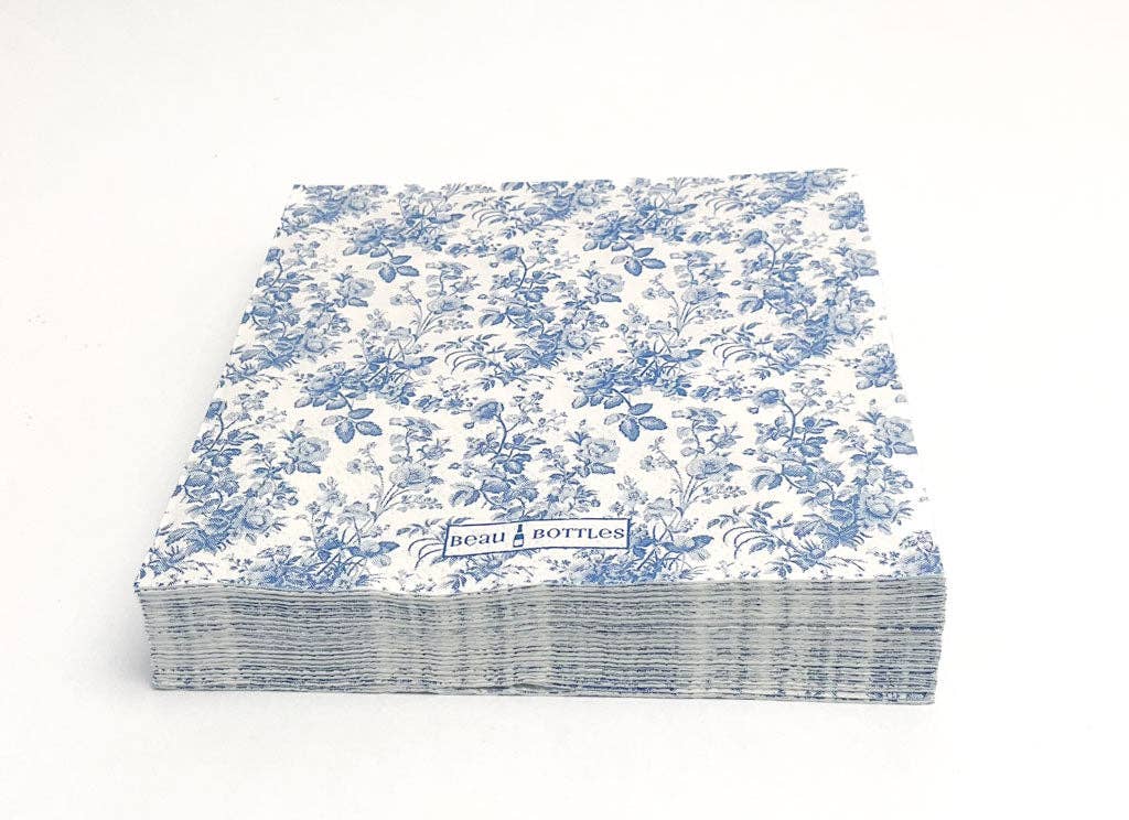 Beau Bottles Blue Floral Cocktail Napkins
