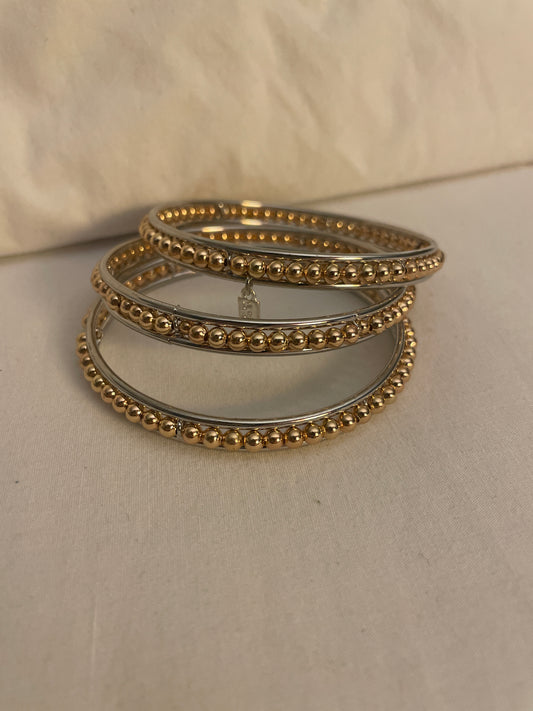 Mixed Metal Beaded Bangle Bracelet Set