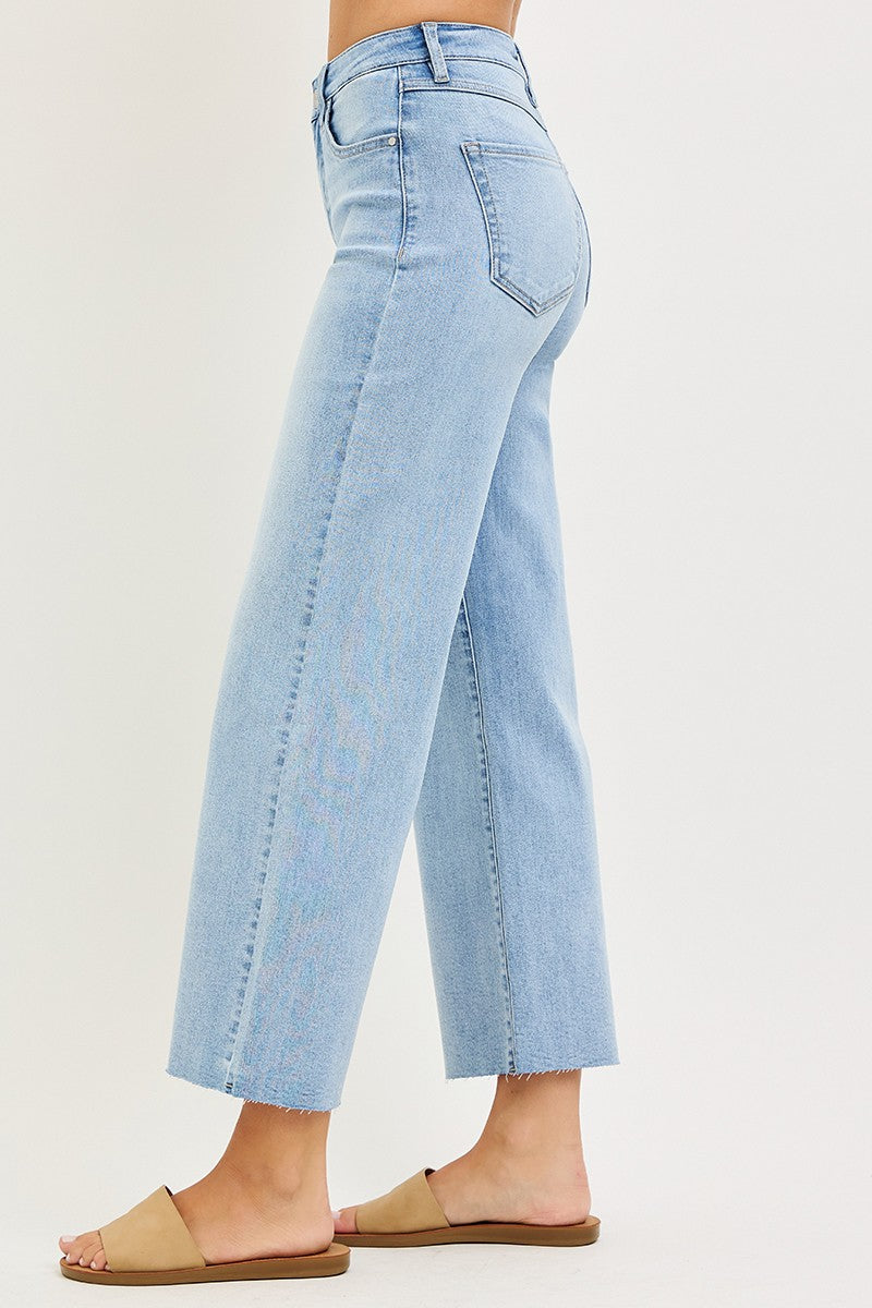 High-Rise Tummy Control Crop Wide Leg Jeans