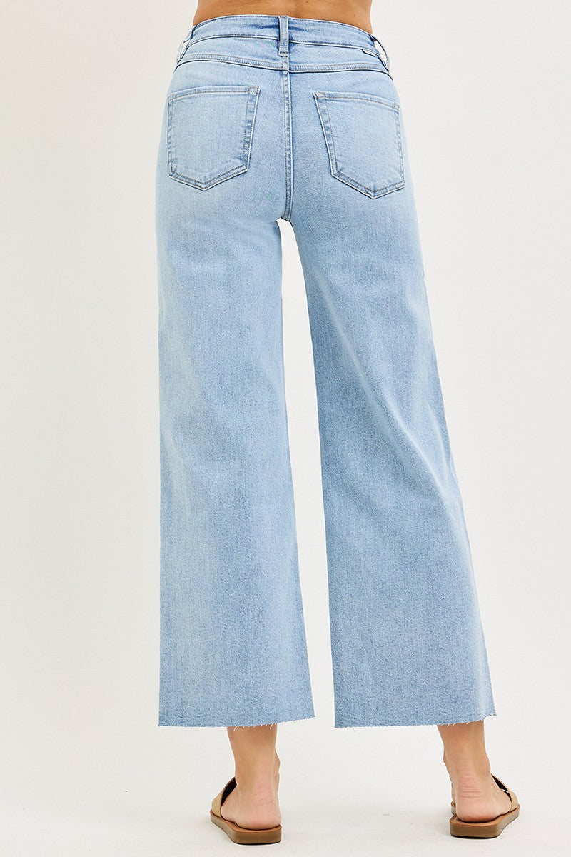 High-Rise Tummy Control Crop Wide Leg Jeans