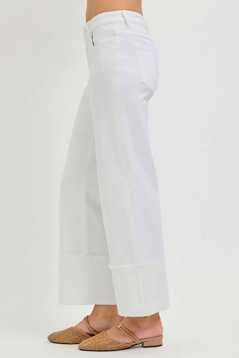 Mid-Rise Tummy Control Crop Wide Leg Jeans
