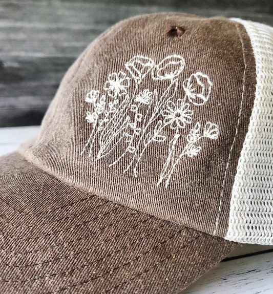 Wildflowers on Soft SP510 Sportsman Pigment-Dyed Trucker