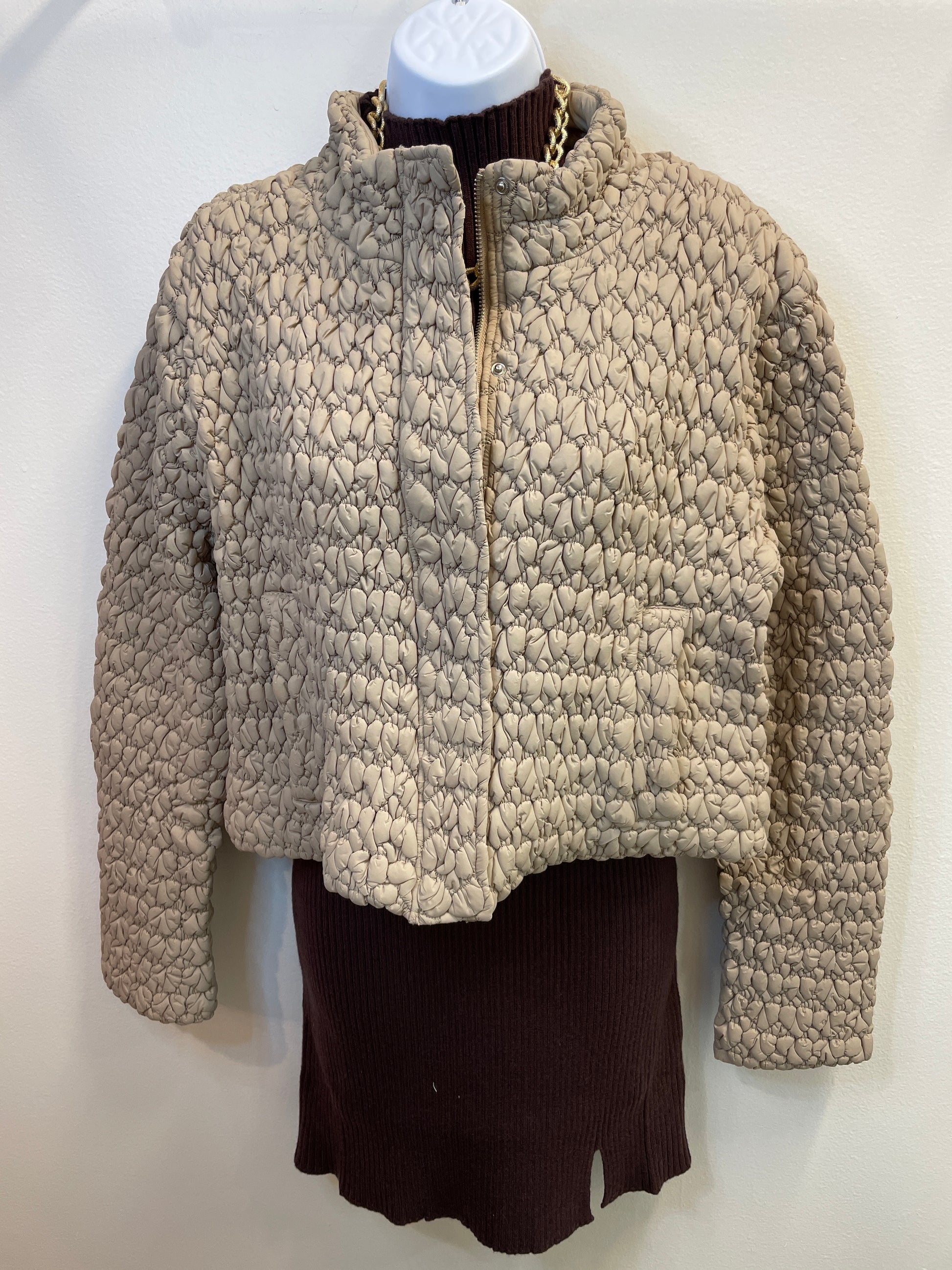 Long Sleeve Cropped Quilting Puffed Jacket Current Air
