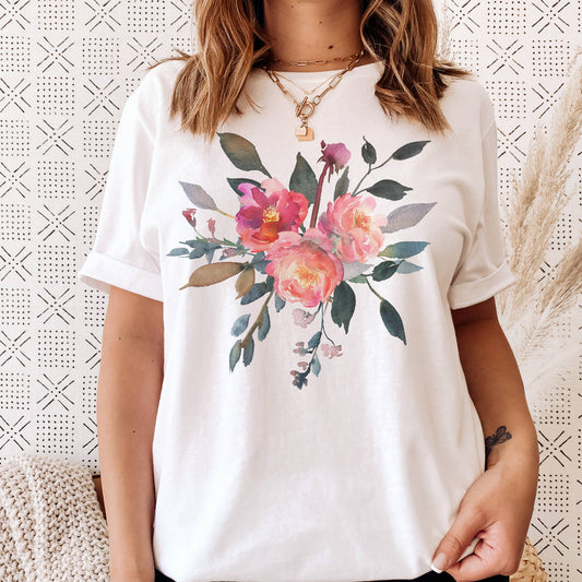 Romance Flowers Floral Bouquet Girly Classic Graphic Tee