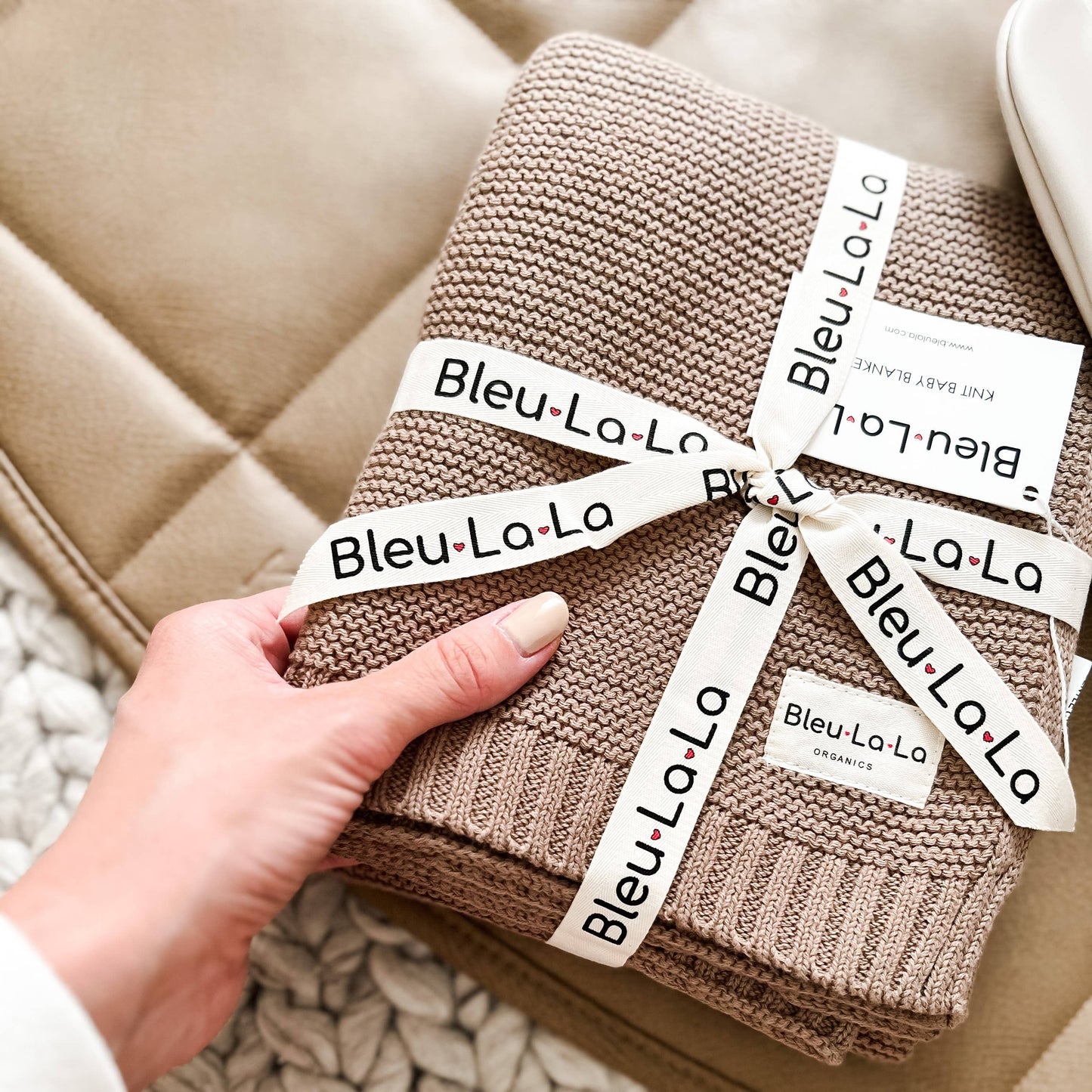 100% Organic Luxury Cotton Swaddle Receiving Baby Blanket Bleu La La