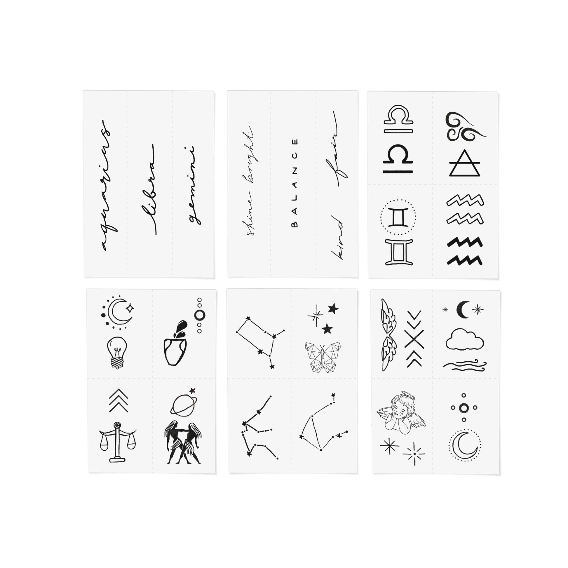 Zodiac Collection: Air Signs Temporary Tattoo Pack INKED by Dani