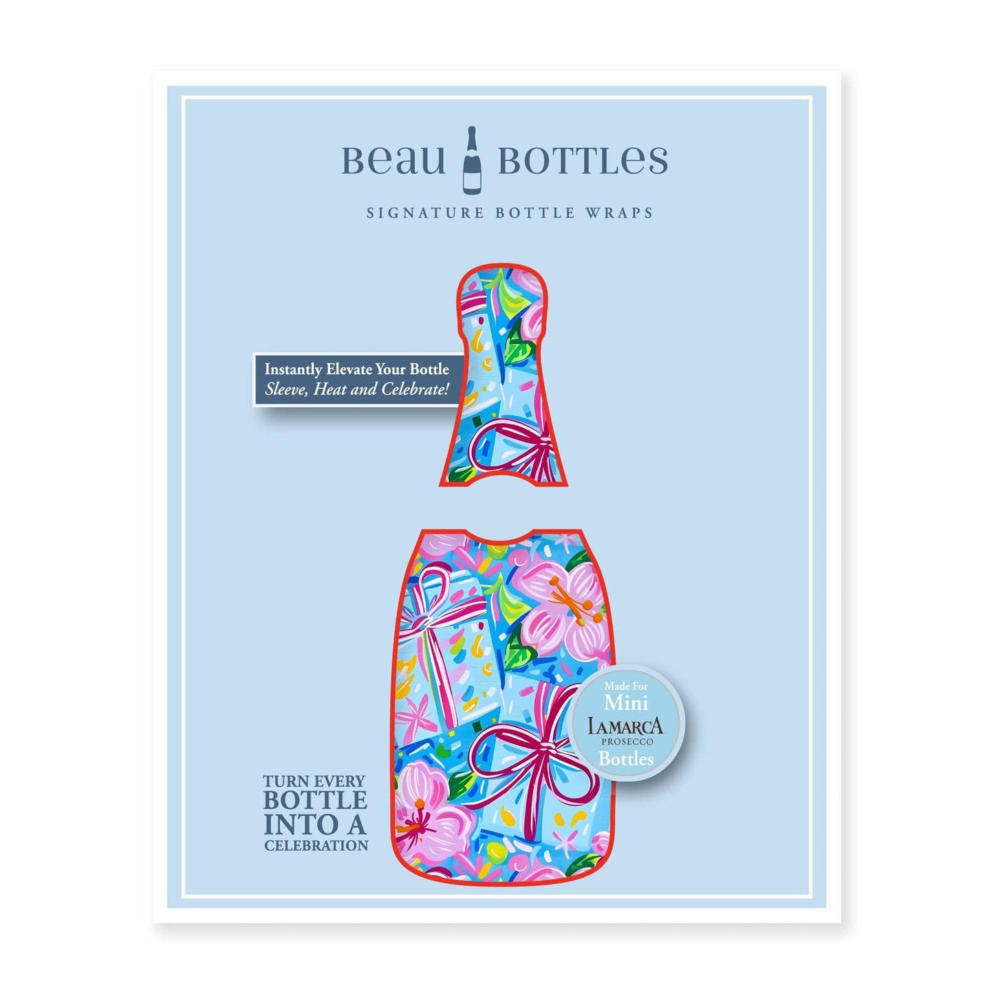 Beau Bottles Happy Birthday Brushed Presents - MINI Prosecco Collection - Set of 6 (Wraps Only)