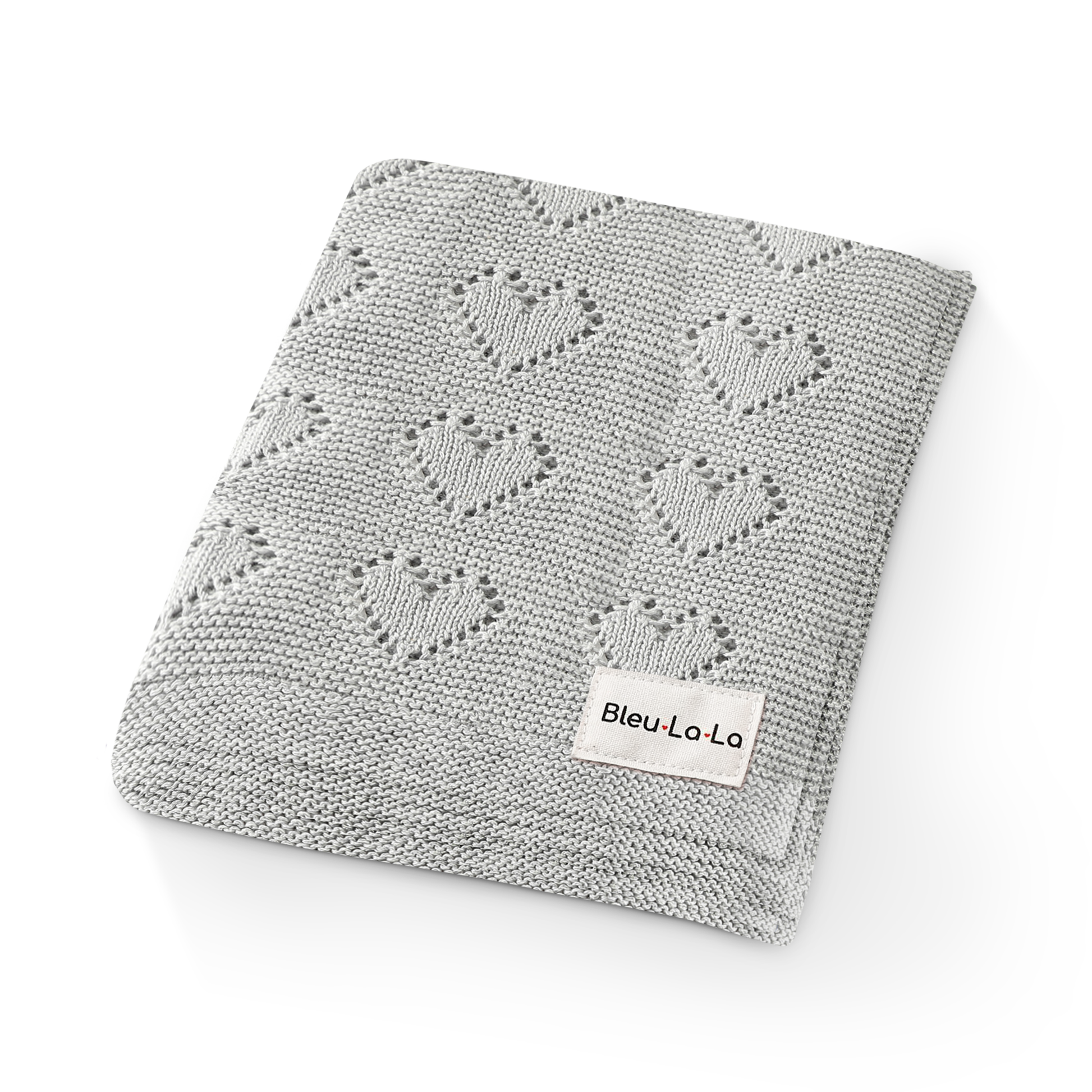 100% Luxury Cotton Receiving Swaddle Baby Blanket - Heart Bleu La La