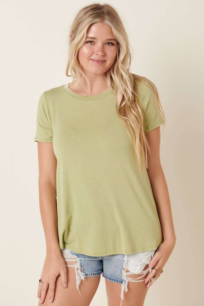 BAMBOO ROUND NECK SHORT SLEEVE BASIC TOP
