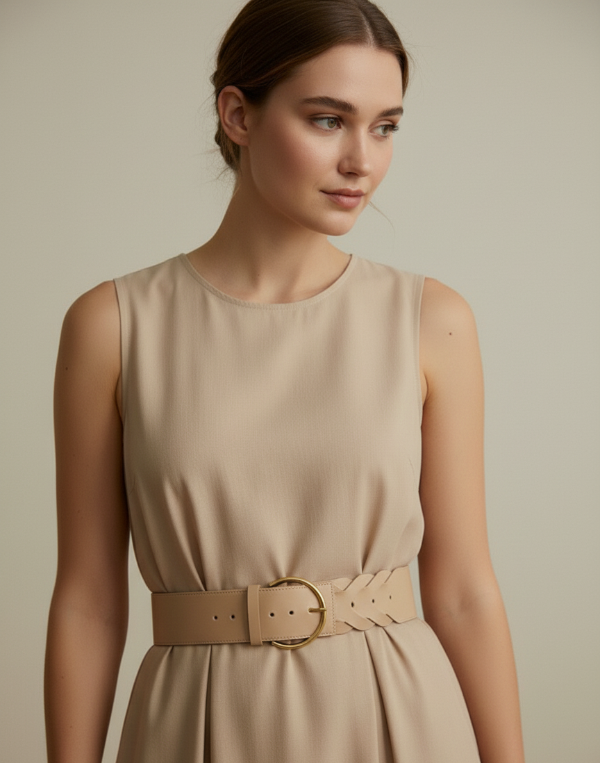 Chevron Patterned Woven Tail Wide Belt
