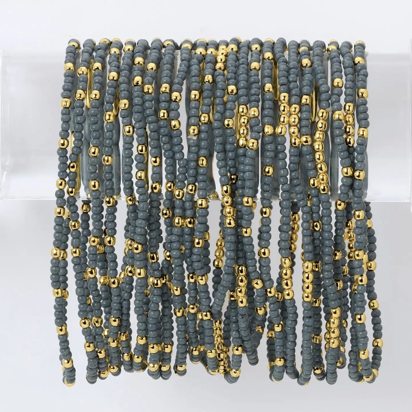 2mm Single Color Seed Bead Bracelet with Gold bead Accent