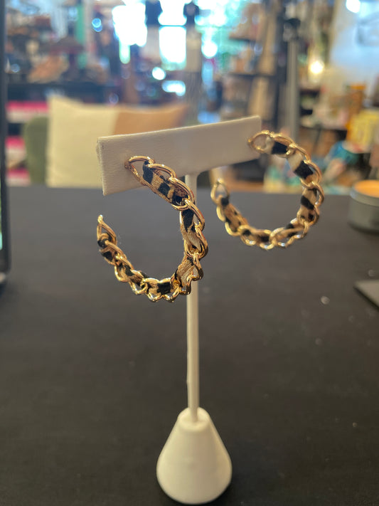 Leopard Scarf Chain Hoop Earrings