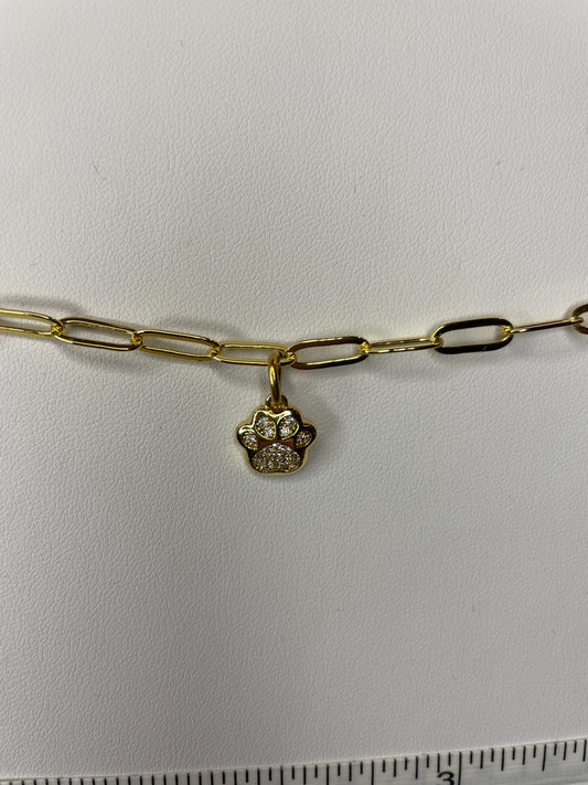 Medium Crystal Paw Print Charm The Charm Bar Company