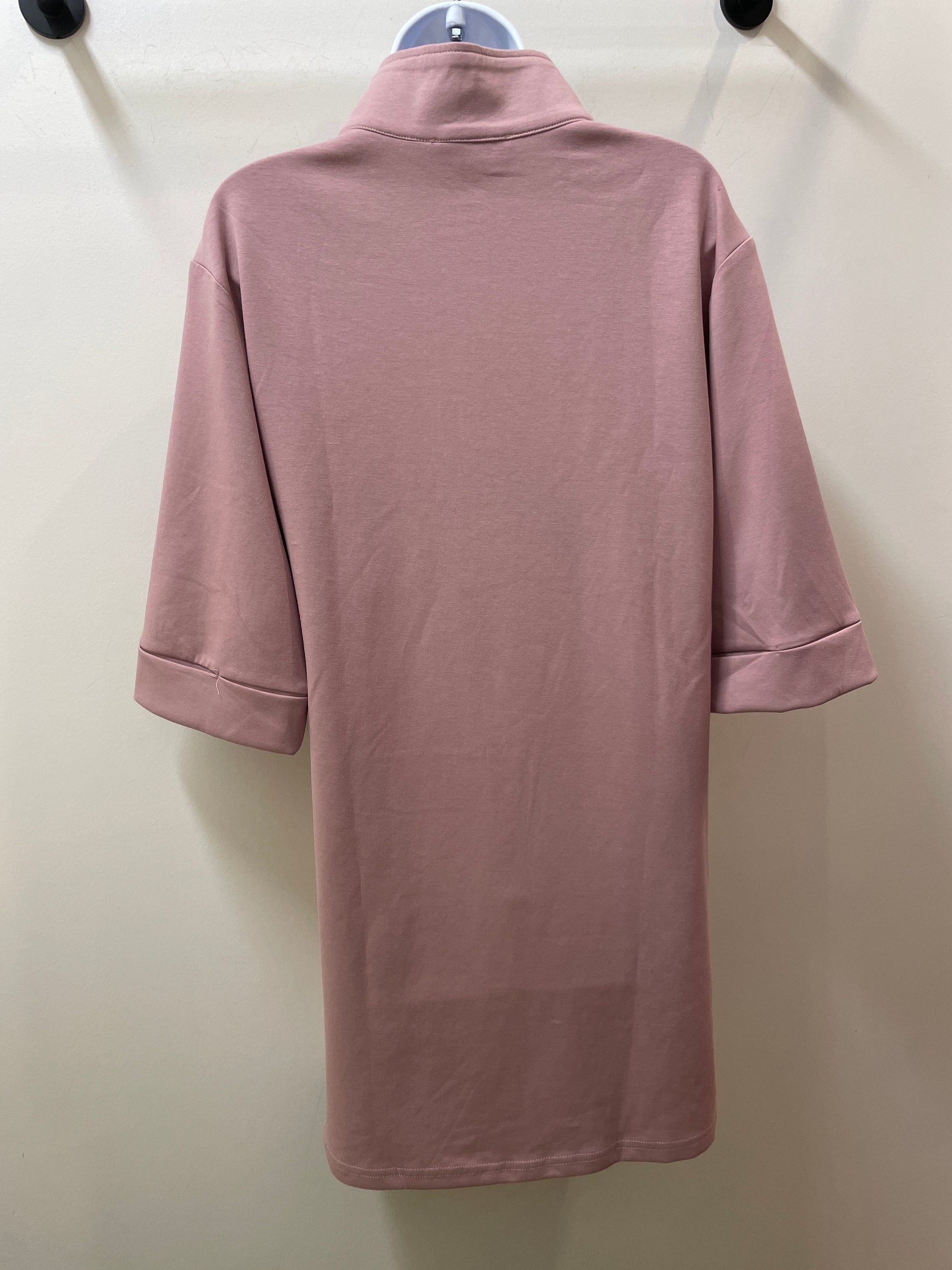 Short Sleeve Half Zip Scuba Knit Dress with Pockets Large Short Sleeve Half Zip Scuba Knit Dress with Pockets Large