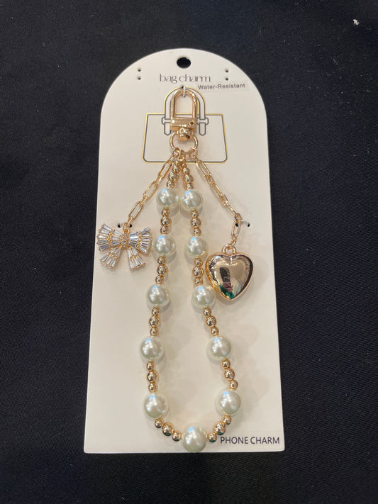Heart & Pearl Bag Charm