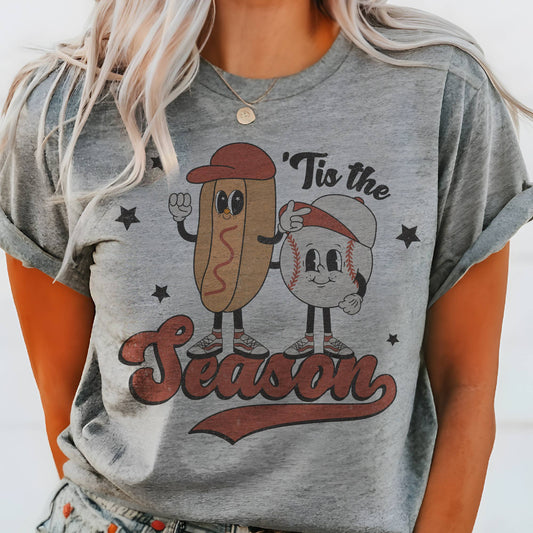 Retro Baseball Hotdog Ballpark Vintage Sports Graphic Tee