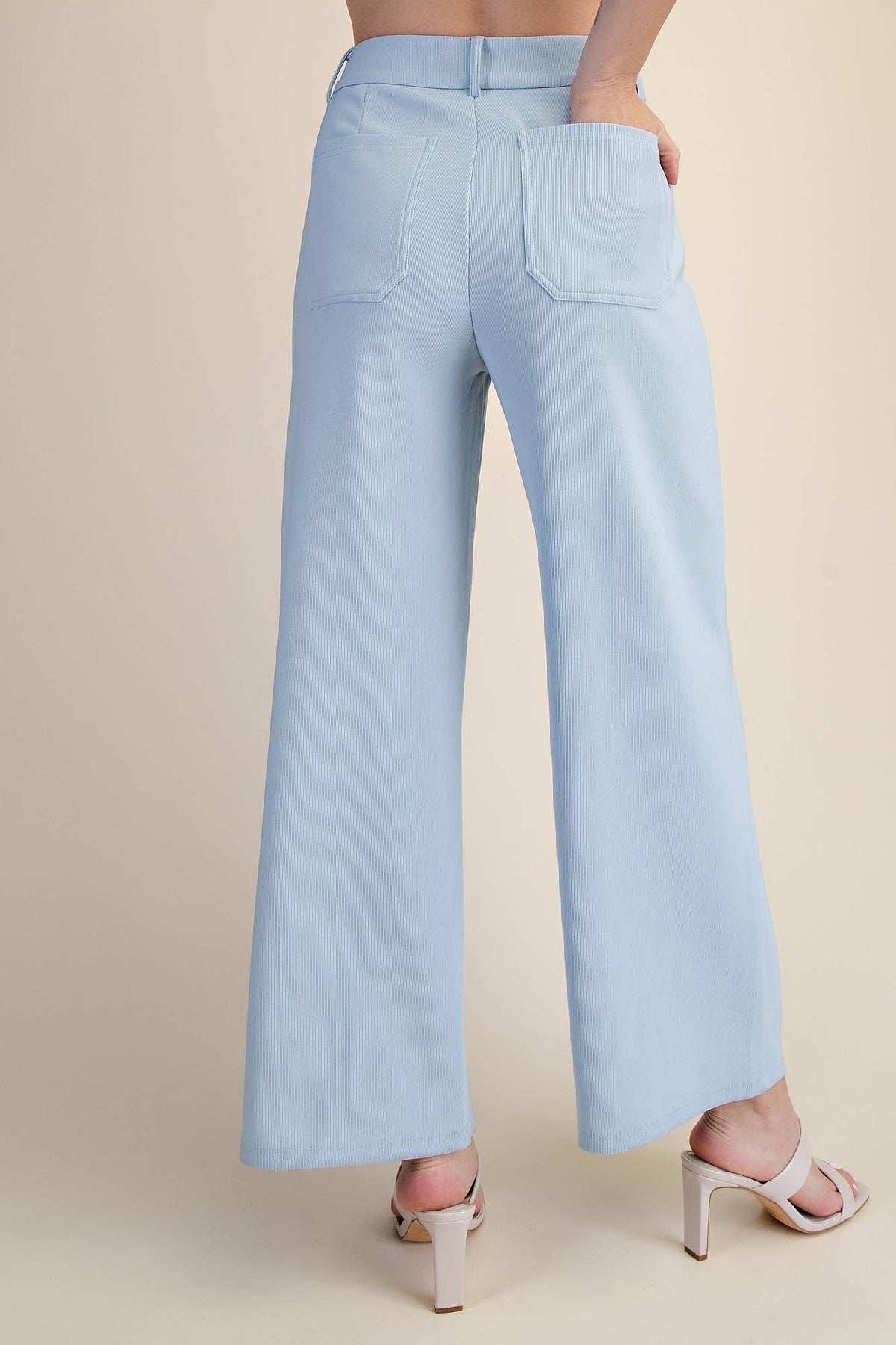 High Rise Front Pocket Stretchy Wide Pants