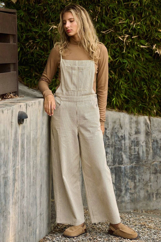 Striped Print Back Ribbon Tie Sleeveless Jumpsuit Mittoshop