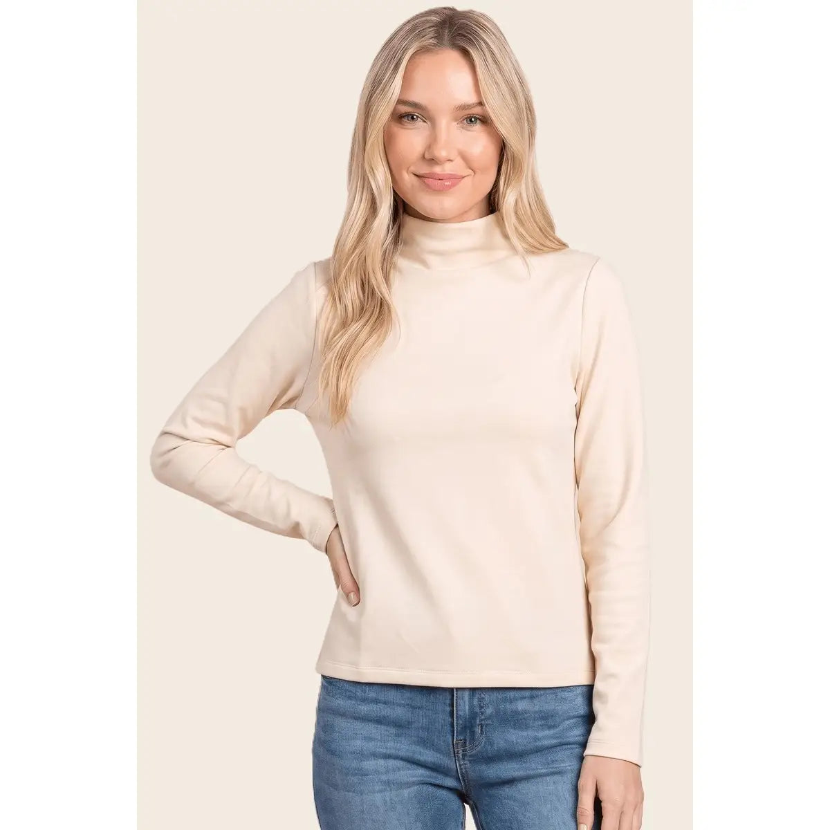 Mock Neck Micro Fleeced Top