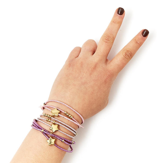 My Lucky Star Set of 3 Metallic Elastic Hair Ties/Bracelets with Charm Two's Company