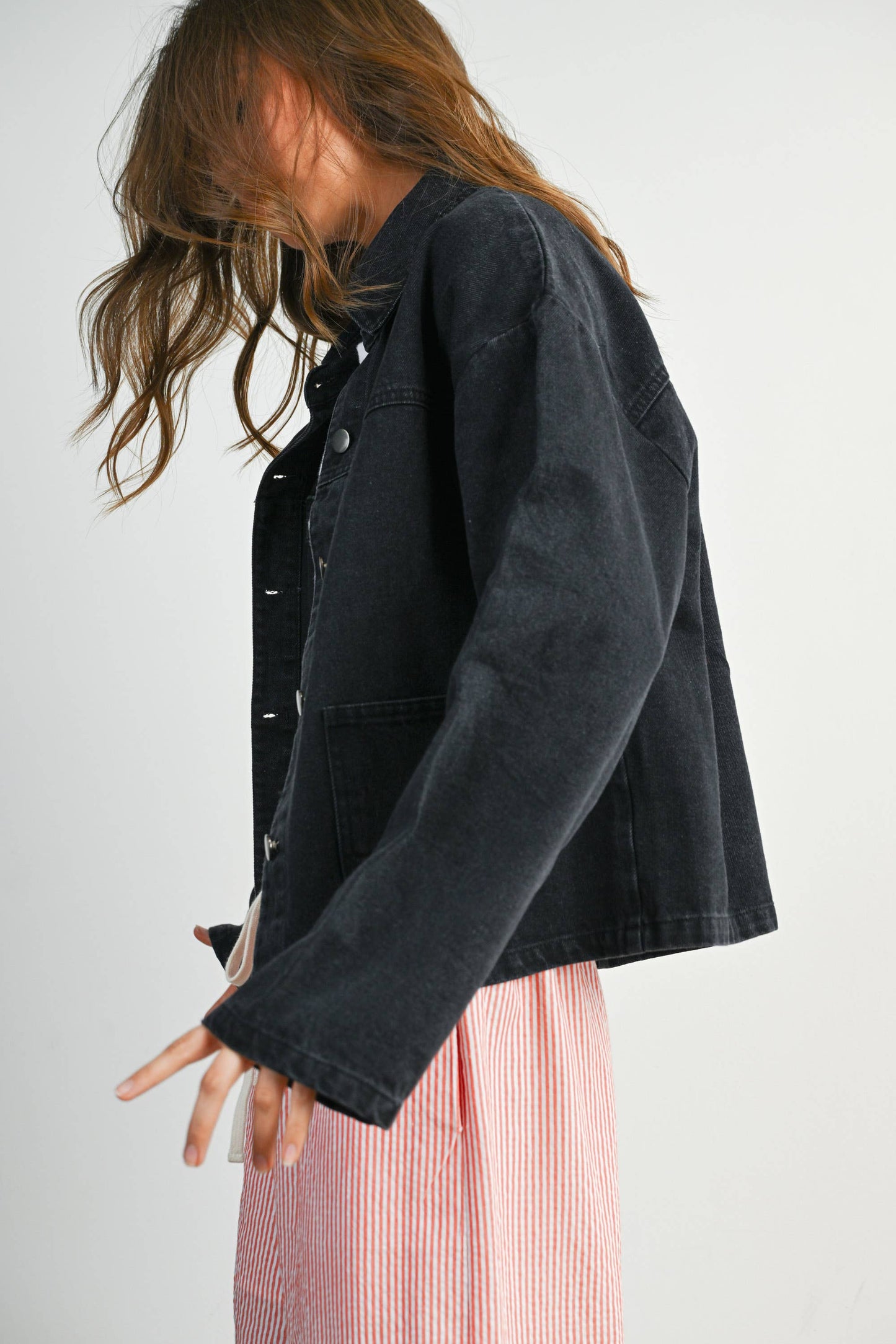 Button-Down Jacket with Shirt Collar and Pockets