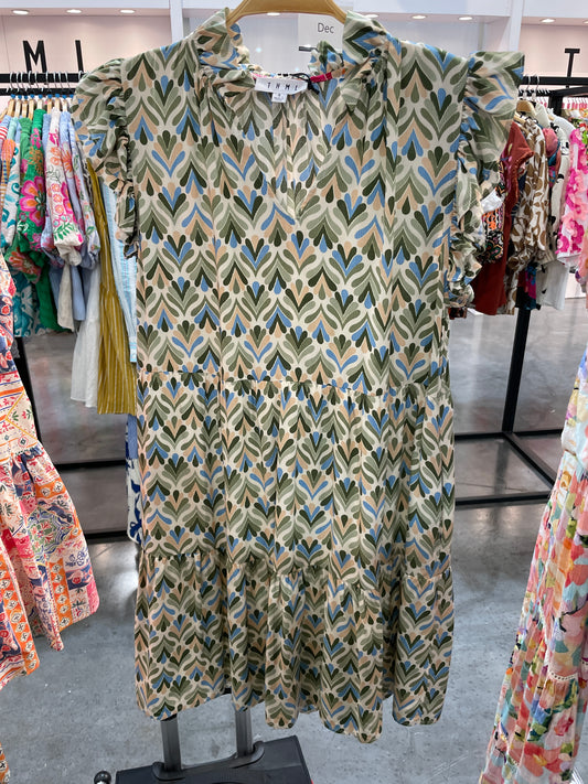 Ruffle Sleeve Print Dress