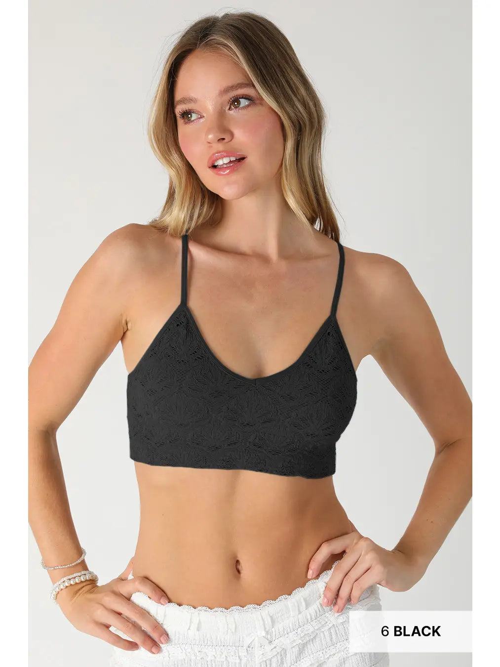 Textured Lace Triangle Cut-Out Bralette