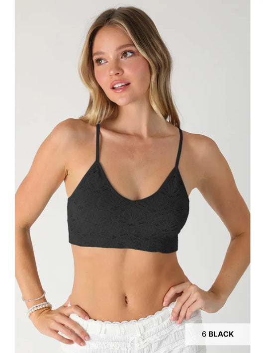 Textured Lace Triangle Cut-Out Bralette