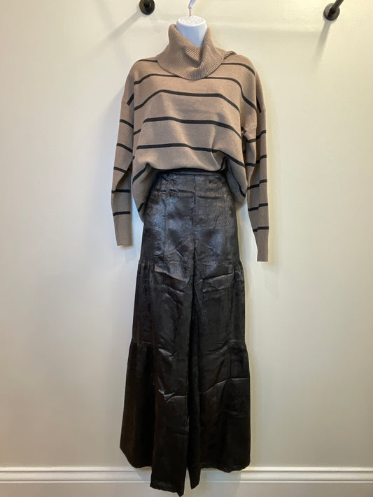 Elastic Waist Tiered Wide Leg Pant Current Air