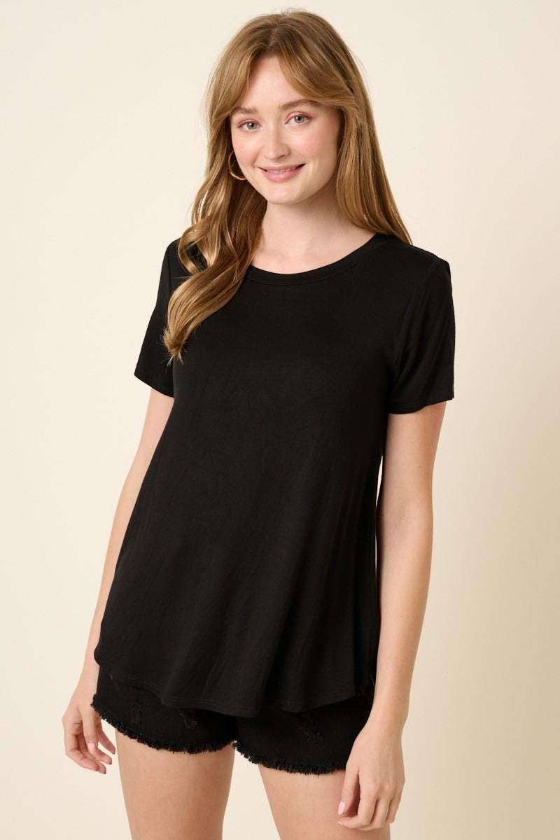 BAMBOO ROUND NECK SHORT SLEEVE BASIC TOP