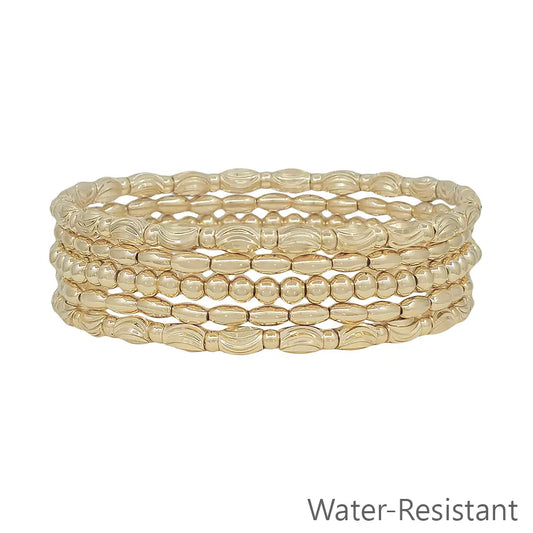 Water Resistant Beaded and Textured Oval Bracelets