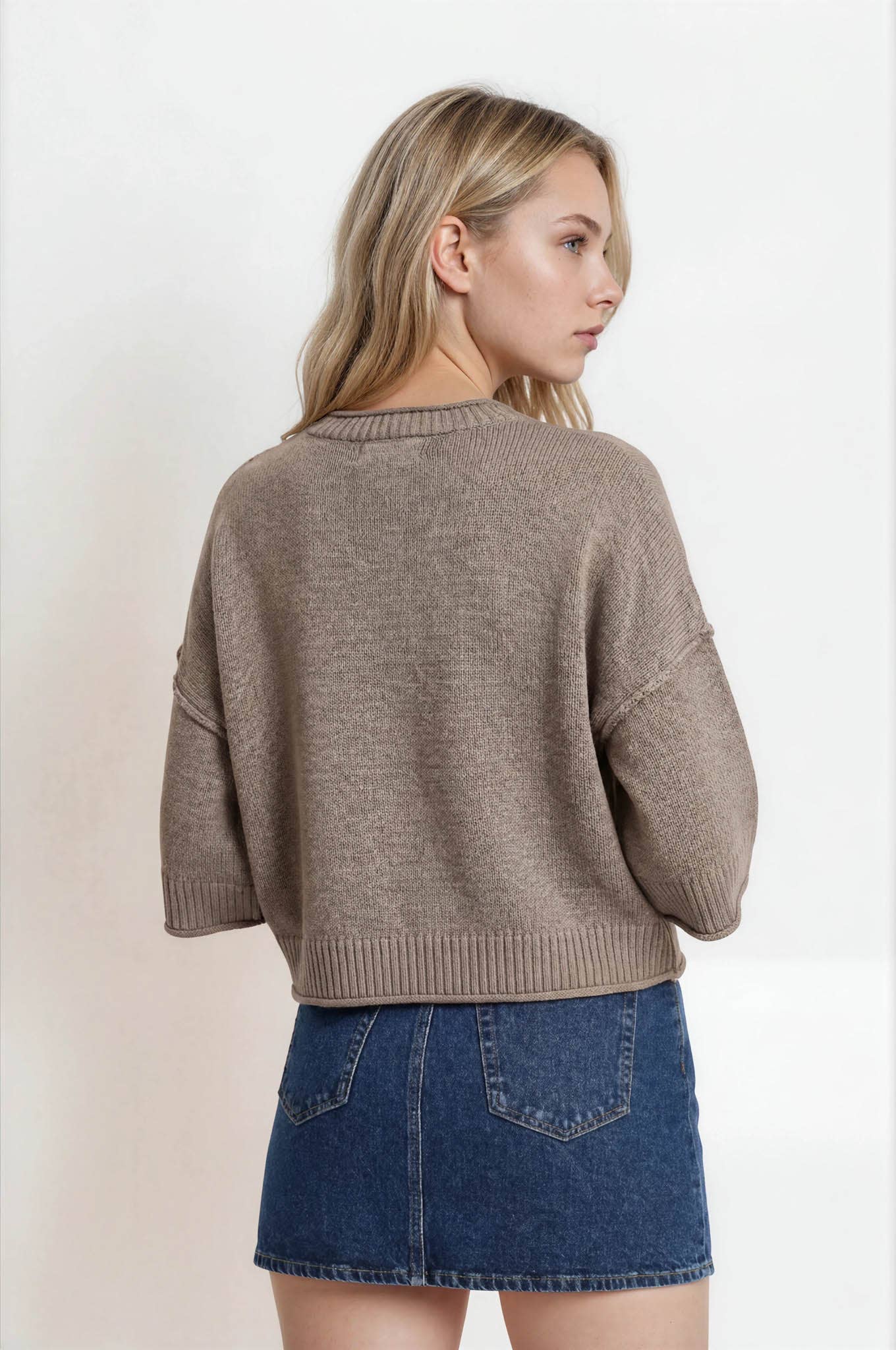 EXPOSED SEAM DROP SHOULDER SHORT SLEEVE PULLOVER