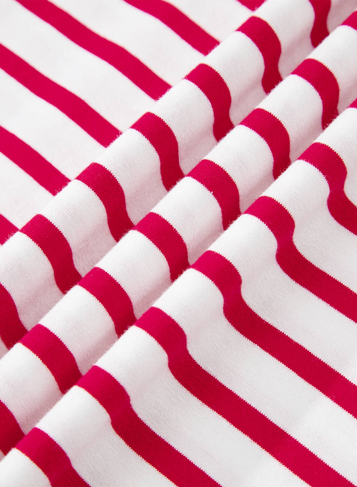 Stripe Scalloped Trim Round Neck T Shirt