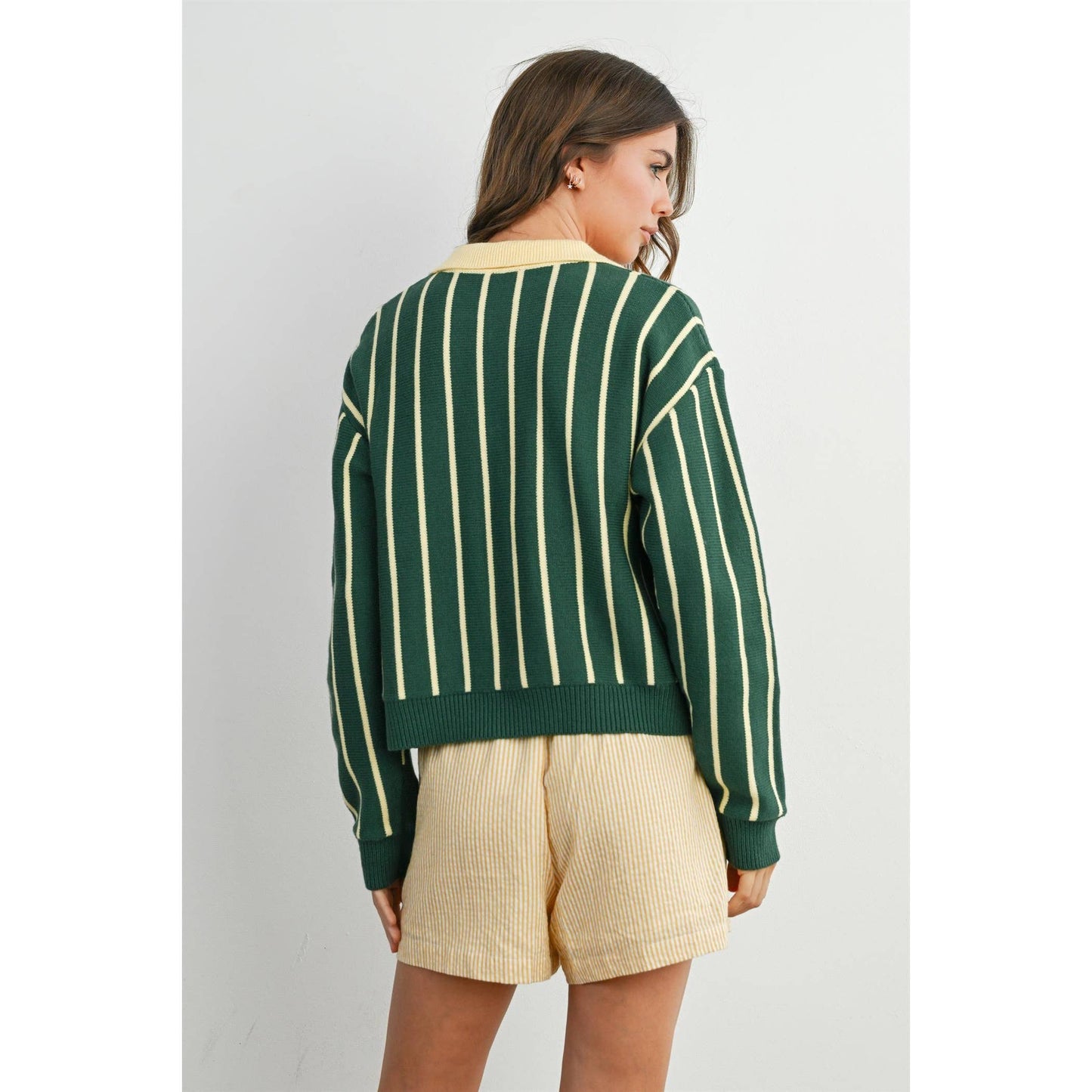 Collared Striped Polo Sweater