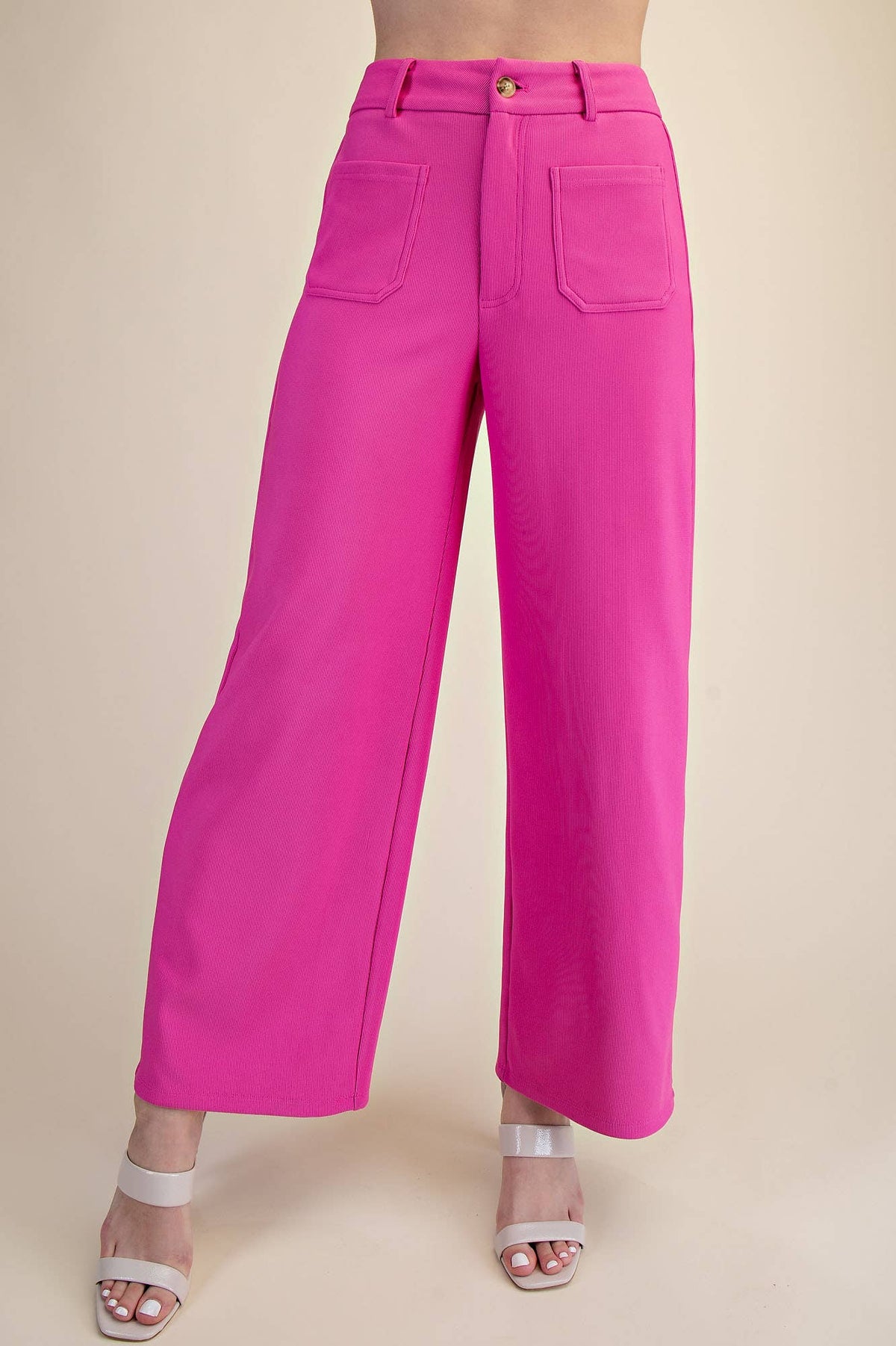 High Rise Front Pocket Stretchy Wide Pants