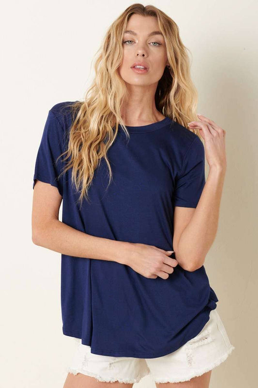 BAMBOO ROUND NECK SHORT SLEEVE BASIC TOP
