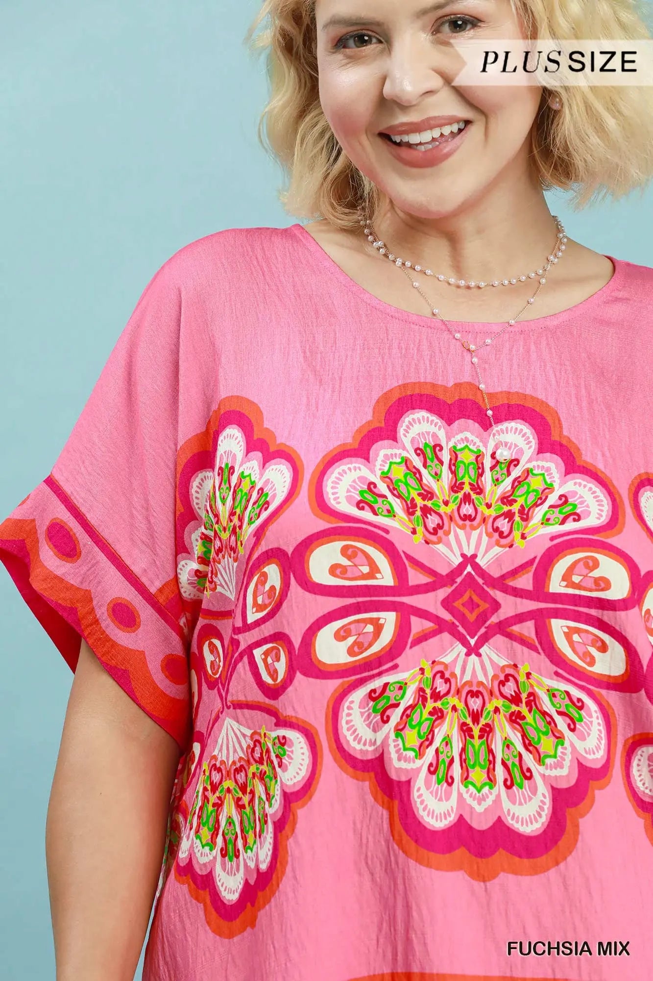 Mix Medallion Print Short Sleeve Top