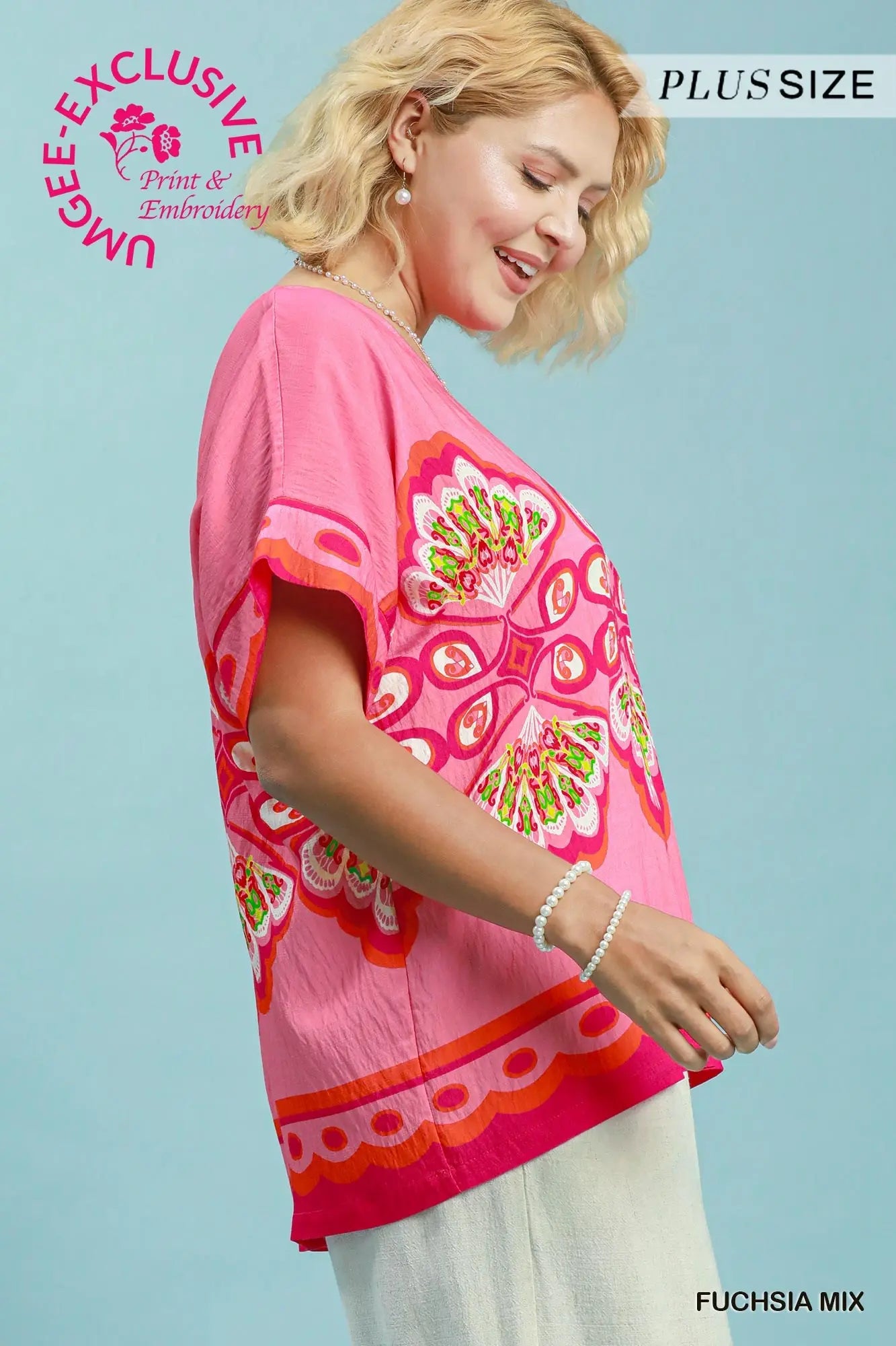 Mix Medallion Print Short Sleeve Top
