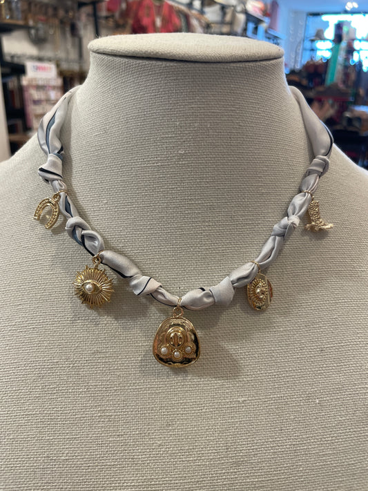 Multi Western Charm Scarf Necklace